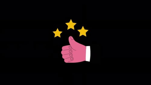 Animated Thumbs Up Hand with Growing Star Rating Feedback