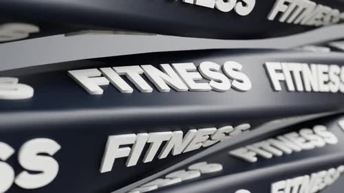 3D Fitness Text Animation on Abstract Wavy Surface