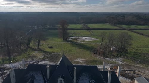 Aerial view of Chateau de Malleret, France.