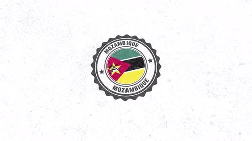 Mozambique Flag Embossed Stamp Reveal Animation