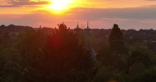 From the Height of the Drone Filmed a Medieval Castle Located in the Center of France The Historic