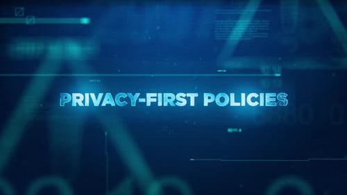 Politique de confidentialité d'abord, concept, technologie, contexte de données futuriste