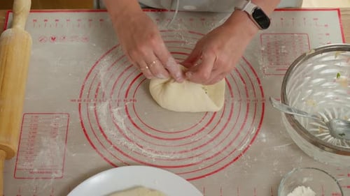 Top view of making a homemade pastry for a food blog or cooking tutorial
