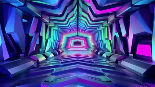 Futuristic Neon Tunnel Abstract Sci Fi Motion Graphics