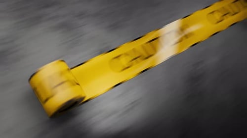 Yellow Caution Tape Unrolling Animation