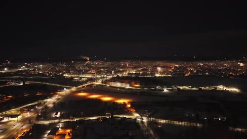 Fireworks Exploding Over Latvia City Skyline at Night