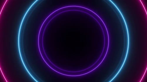 Abstract circle laser neon light glowing background 4K