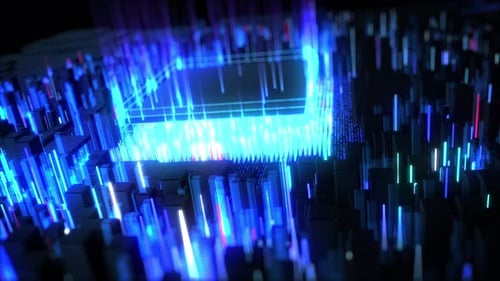 Futuristic Digital CPU Network Data Processing Loop