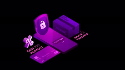 Online Shopping Security and Delivery Isometric Animation