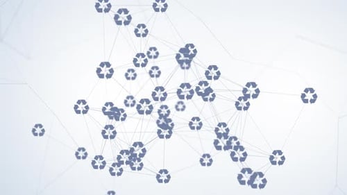 Netzwerkhintergrundschleife für recyceltes Symbol mit abstrakter Technologie
