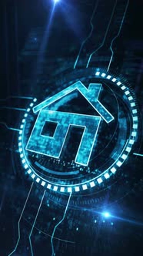 Home IOT smart house symbol digital concept vertical loop