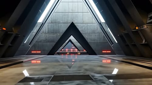 Futuristic, triangular corridor