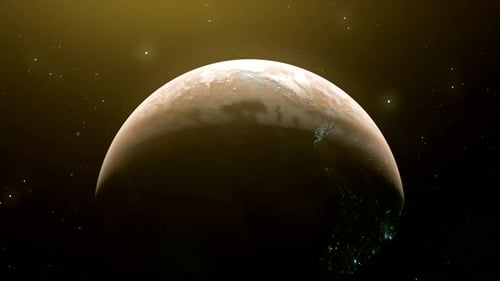 Realistic 3D Earth Globe Rotating in Space with City Lights