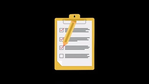 Flat Design Checklist Animation with Pencil Checking Items