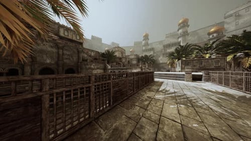 Exploring Ancient Ruins with Palm Trees in the East