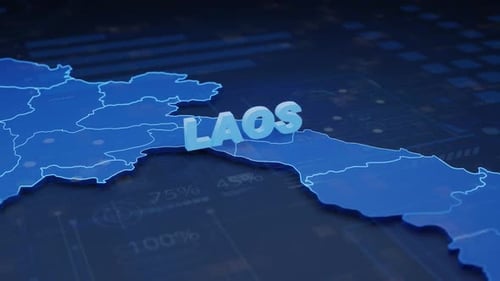 Futuristischer digitaler Hintergrund der Karte von Laos