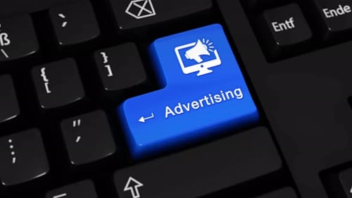 Bewegungsbewegung für Werbung auf Computertastatur