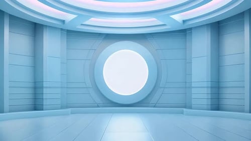 podium Futuristic showcase with platform for product displaying. Empty modern stage display