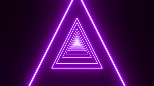 3D Render of Glowing Purple Triangle Tunnel Animation