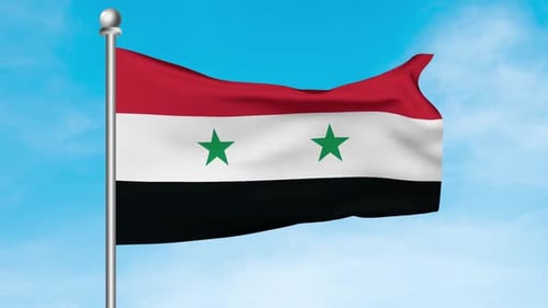 Syria National Flag Waving Seamlessly Against Blue Sky