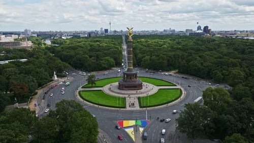 Aerial view of Berlin Victory Column , Germany