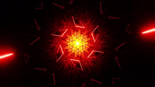 Abstract Neon Geometric Glowing Portal Tunnel Background