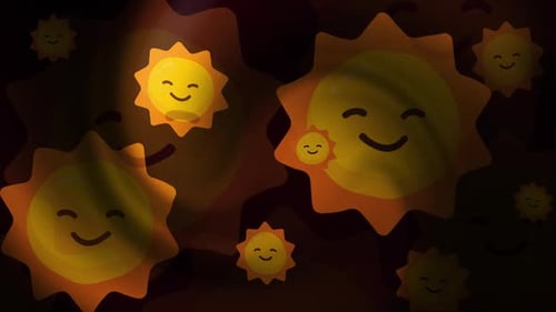 Cheerful Smiling Suns Warm Glow Background Animation