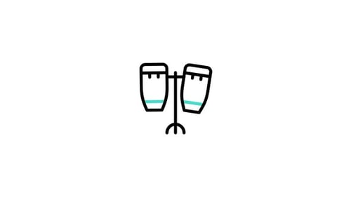 Animated Flat Design Bongos Line Art Reveal