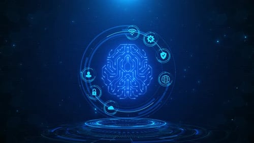 Chatbot HUD Ai futuriste, technologie d'apprentissage automatique, assistance aérienne, fond abstrait du circuit imprimé