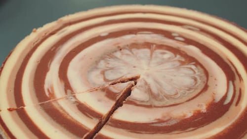 Chocolate Swirl Cake with Missing Slice Close Up