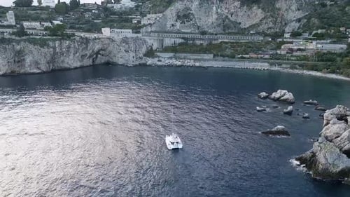 Taormina City On The Island Of Sicily, Italy - Drone Shot
