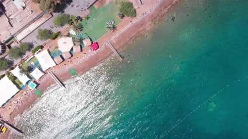 Aerial footage of Empty Beach and sea