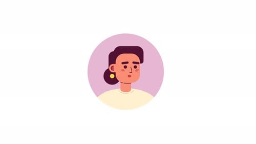 Smiling Woman Animated Profile Icon Flat Design