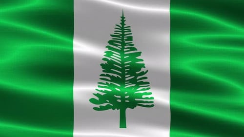Waving Flag of Norfolk Island with Pine Tree Design