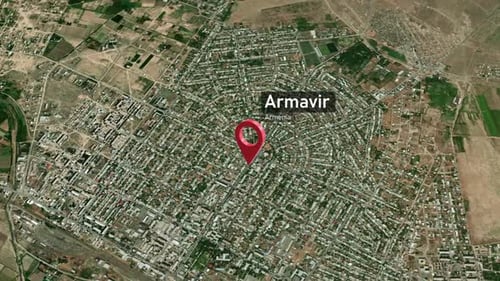 Plan de la ville d'Armavir Zoom (Arménie) de l'espace à la Terre