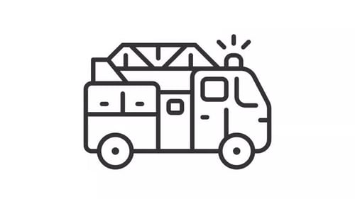 Animated Line Art Fire Truck Icon Reveal