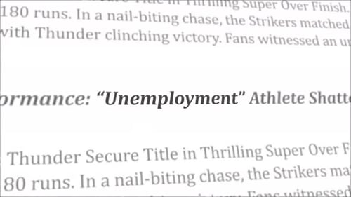 Animated News Headline Unemployment Word Highlight