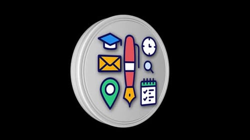 Loop animado do ícone do relógio 3D do calendário