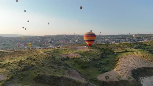 Hot Air Balloons Over Cappadocia's Unique Rock Formations