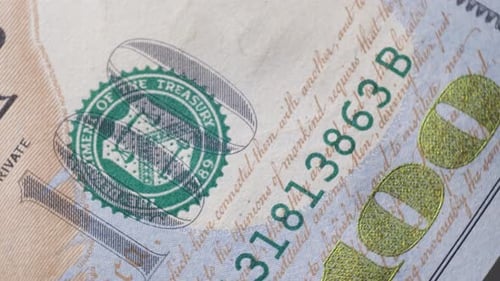 Macro Shot of a United States One Hundred Dollar Bill