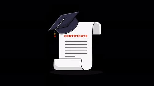 Flat Design Certificate Reveal with Graduation Cap Animation