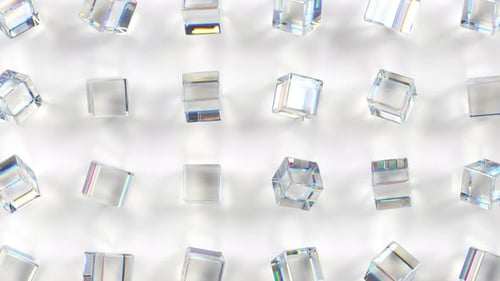 3d glass rotating cubes with dispersion effect.