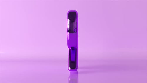 Metallic 3D Percentage Symbol Rotation on Purple Background