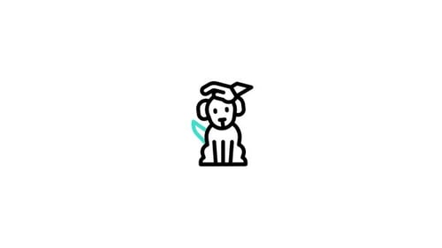 Animated Line Art Icon of Hand Petting a Dog