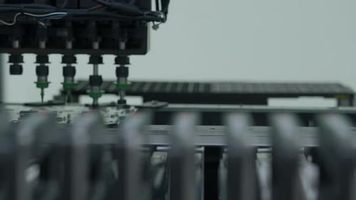 PCB Processing on Cnc Machine Production of Electronic Components at High Tech Factory Creative