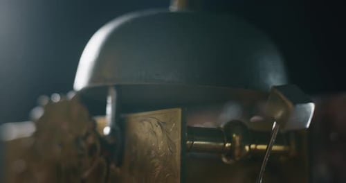 Slow motion macro close up of an old vintage clock luxury mechanism movement.