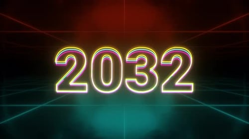 Neon Glowing 2032 Year Reveal Animation