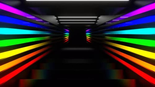 Rainbow Futuristic Stairs Background Vj Loop In 4K