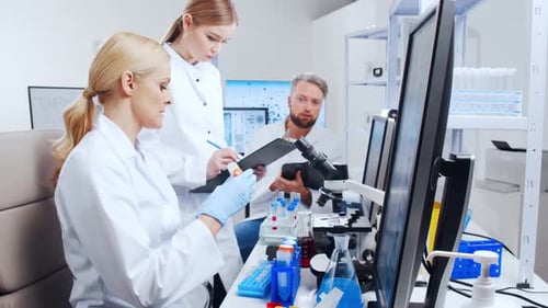 Professional Team of Scientists is Working on a Vaccine in a Modern Scientific Research Laboratory