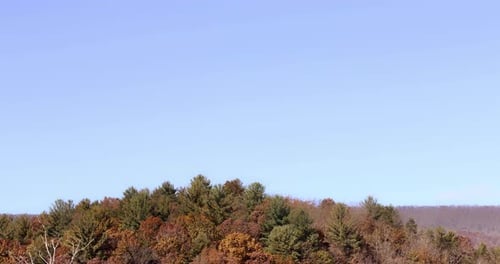 Appalachian Mountains landscape with blue sky and trees in autumn